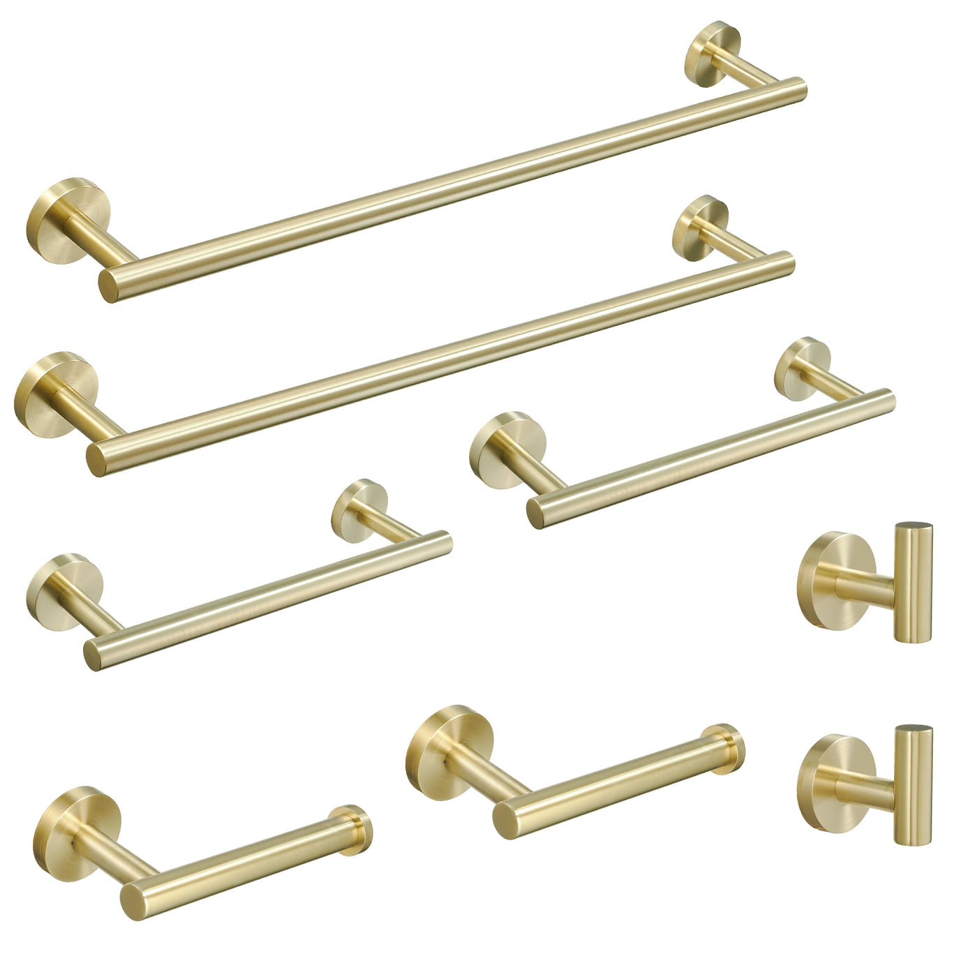 8-Piece Brushed Nickel Gold Stainless Steel Bathroom Hardware