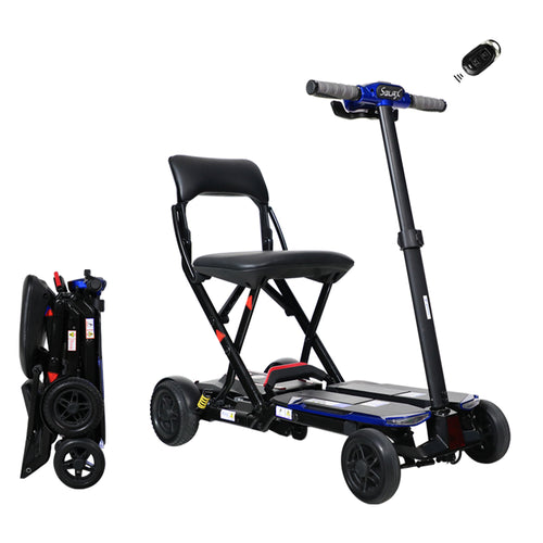 Mobility Scooter Folding Electric Blue 275 LB 10 Mile ABS Aluminum 38x18 In
