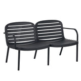Luna Outdoor Patio Loveseat Beige Cushions Black Frame
