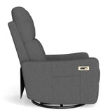 Velvet Recliner Swivel Power Dark Gray