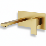 Wall Mount Single Handle Bathroom Faucet Brushed Gold