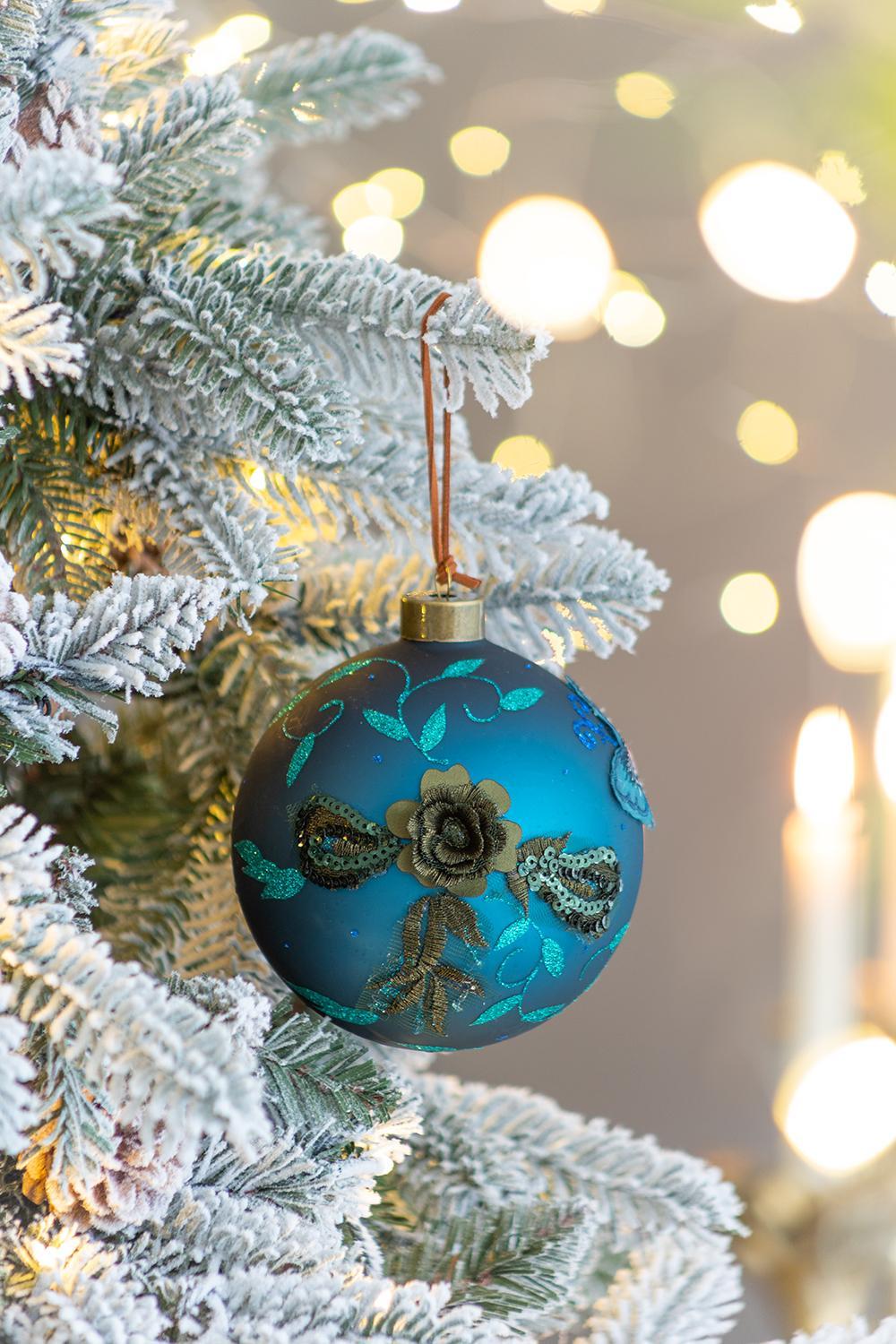 4.7" Glass Christmas Ball Ornaments Set of 4 Holiday Decorations