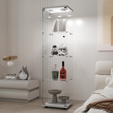 Tempered Glass Display Cabinet with LED Light, White