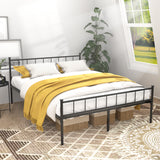 Queen Metal Platform Bed with Headboard Black