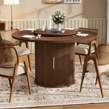 Round Engineered Wood Dining Table with Storage Walnut 55"