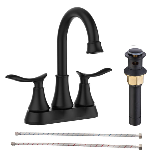 2-Handle 4-Inch Matte Black Bathroom Faucet with Popup Drain