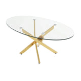 Oval Glass Dining Table Gold 39"