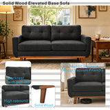 Wood Loveseat Dark Grey 65"