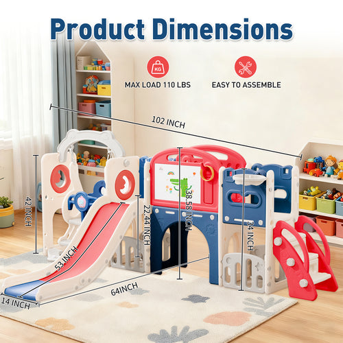 12 in 1 Toddler Outdoor Playset with Swing, Indoor Swing and Slide Set Playgroun
