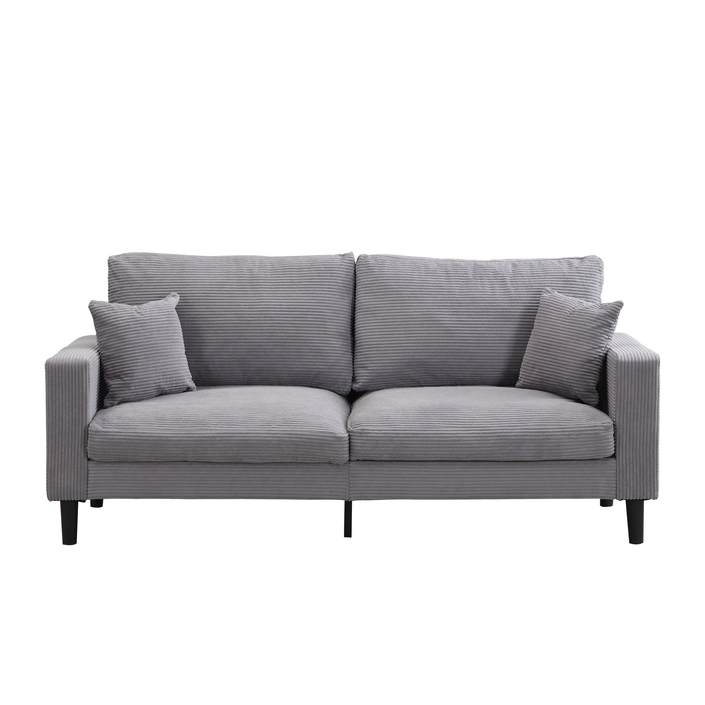 Modern Light Gray Corduroy Three Seater Sofa