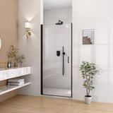 32" W x 72" H Semi-Frameless Circular Pivot Shower Door in Matte Black
