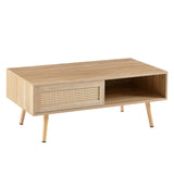 Solid Wood Coffee Table with Storage Natural