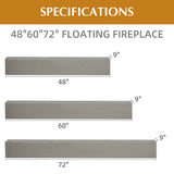 48" Fir Wood Floating Shelf Fireplace Mantel Grey Modern Decor