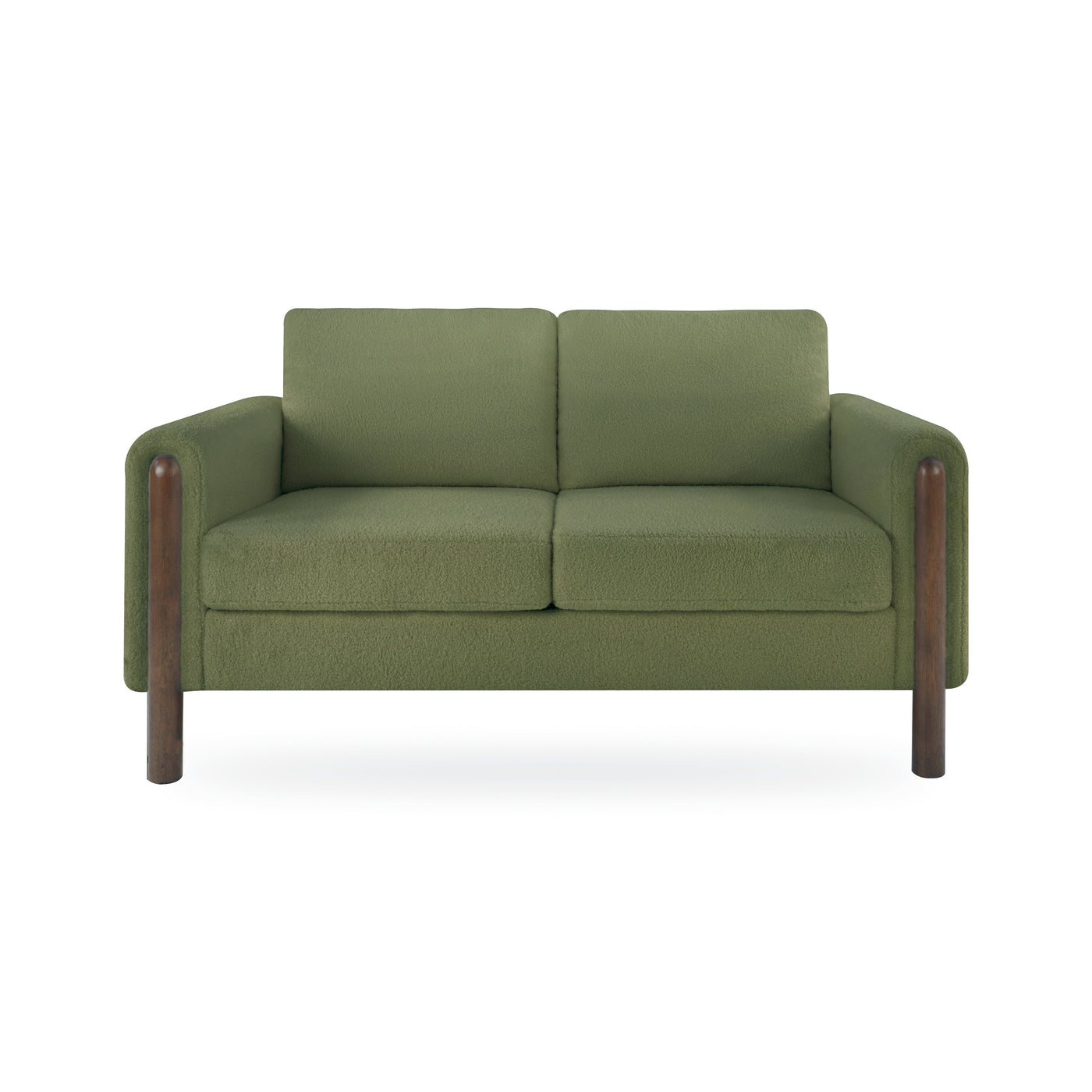 Mid-Century Modern Loveseat 2-Seater Sofa Teddy Fabric
