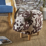 Fabric Ottoman Brown/White