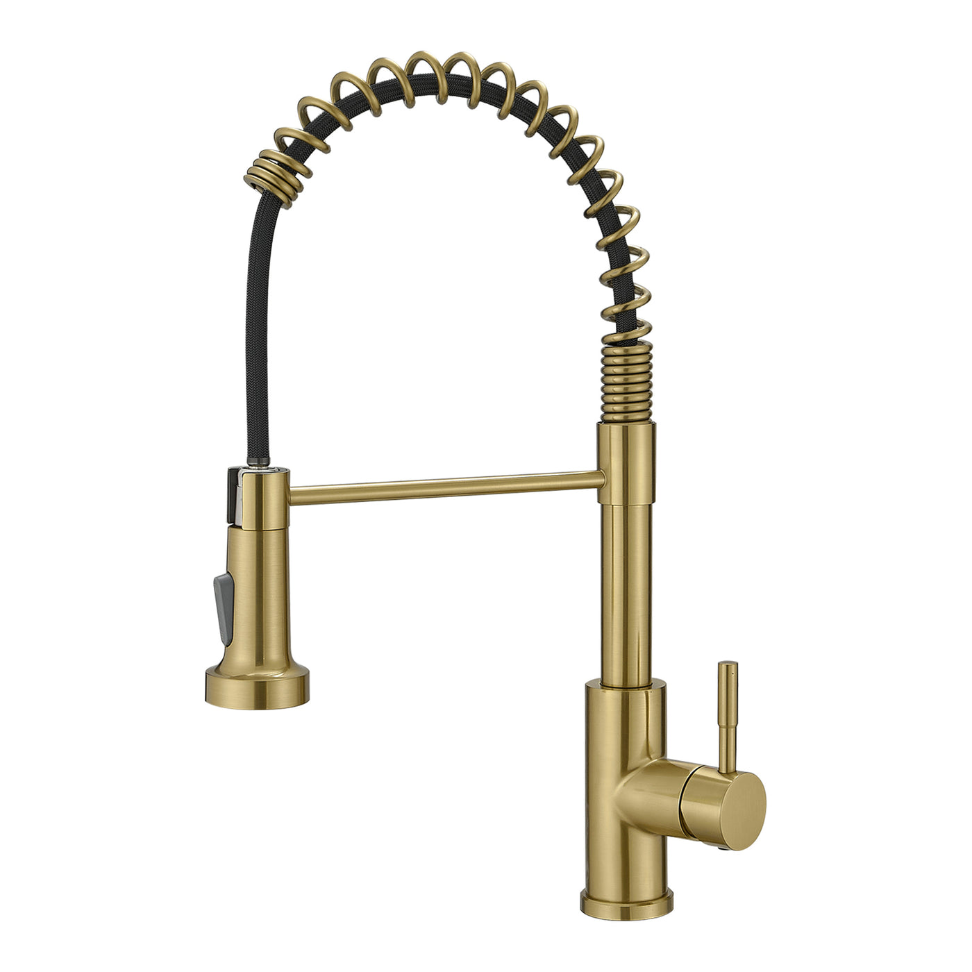 Brushed Gold Single Handle Pull Down Kitchen Sink Faucet