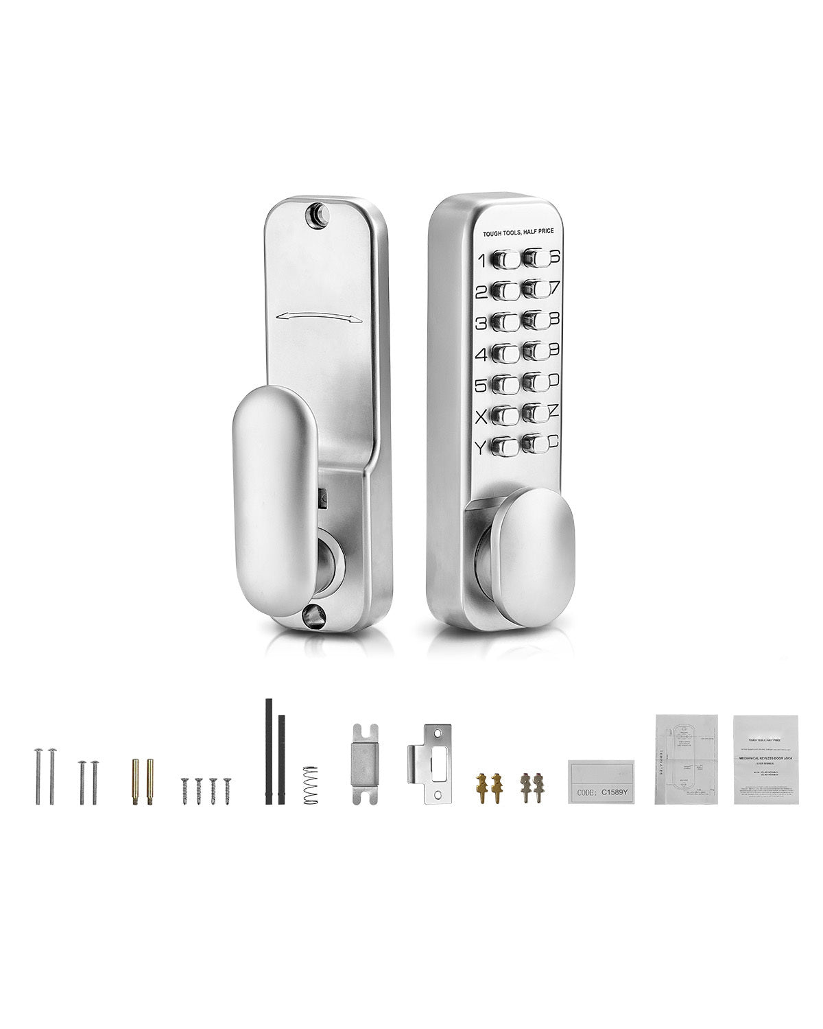 Mechanical Keyless Entry Door Lock 14-Key Stainless Steel