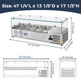 47" Refrigerated Condiment Prep Station, Countertop Topping Cooler