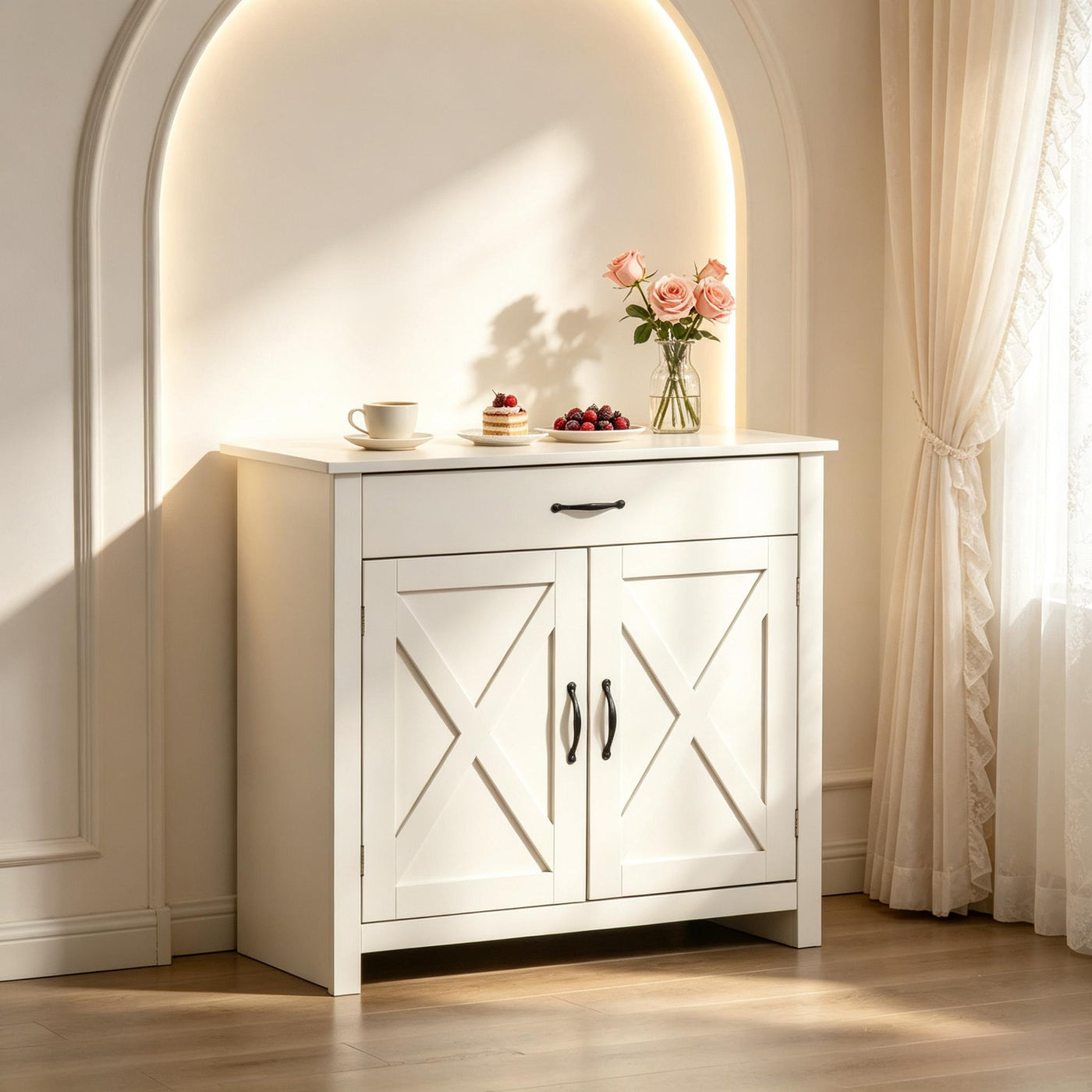 Farmhouse Storage Cabinet Sideboard Accent