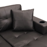 Modern 4-Seater Sectional Sofa with Chaise Lounge, Brown PU
