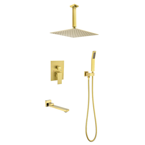 Shower System Combo 16" Head Hand Shower Tub Spout