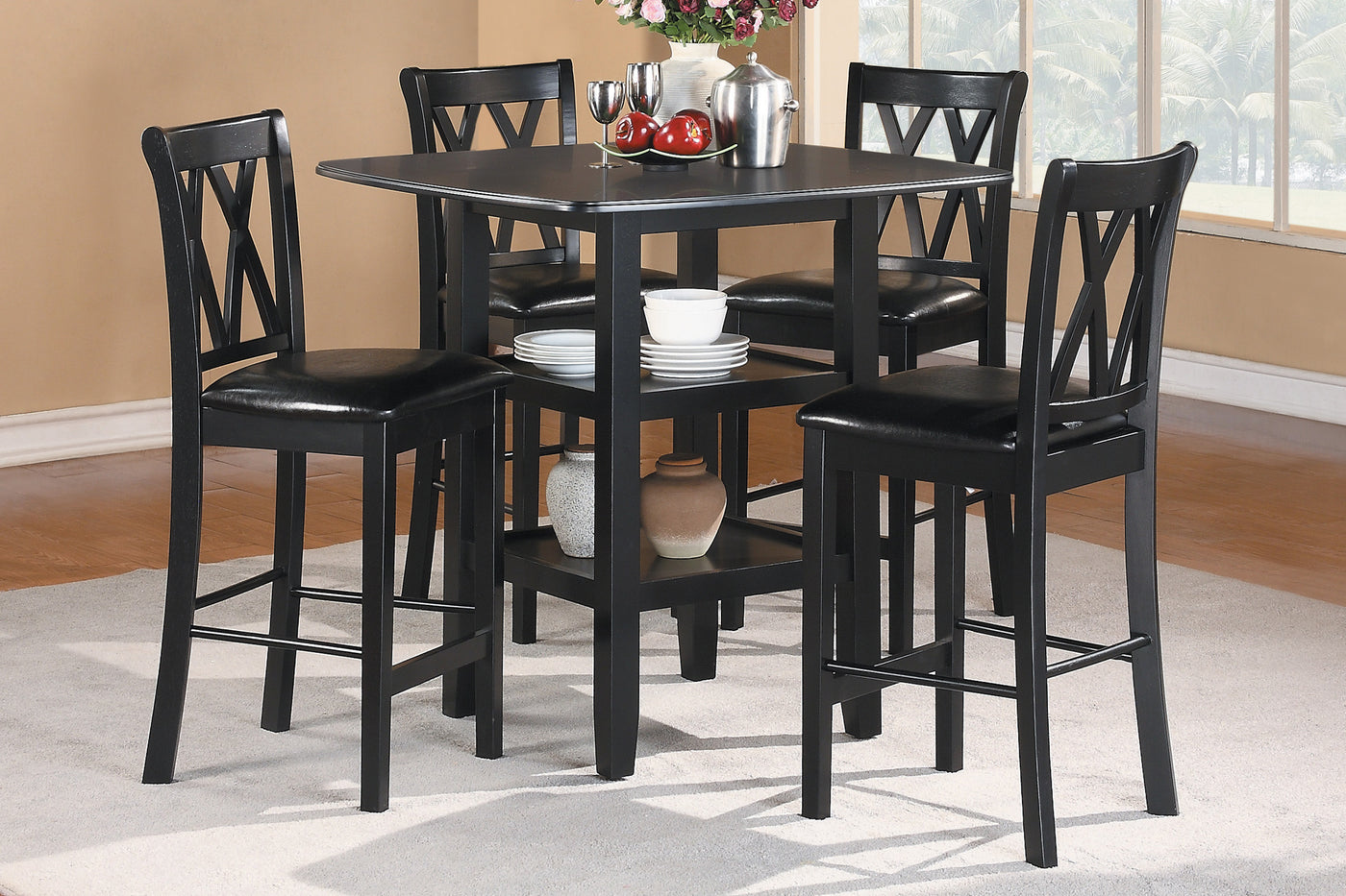 Black Counter Height 5 Piece Dining Set with Table and Chairs