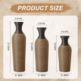 Hand-Woven PVC Rattan Vases, Set of 3 Decorative Floor Vases