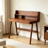Pine Desk with Storage Walnut