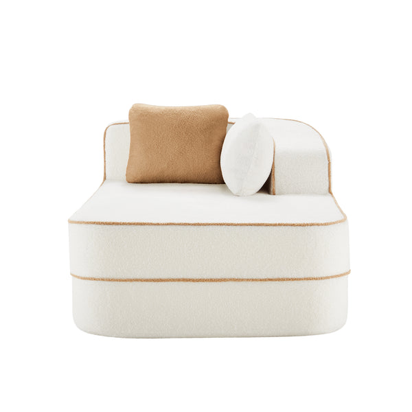 Right Chaise Sofa with Pillows Teddy Fabric White