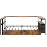 Twin Engineered Wood Platform Bed with Storage Drawers Black