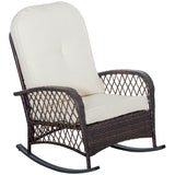 Outdoor Wicker Rocking Chair with Cushion, Steel Frame
