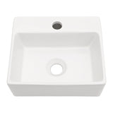 Modern White Ceramic Rectangle Wall Mount Bathroom Sink with Single Faucet Hole,