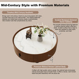 Round Solid Wood Coffee Table with Storage Bouguer Walnut/Brown