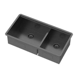 Double Bowl (60/40) Undermount Kitchen Sink- 36"x19"x10" Gunmetal Black 16 Gauge