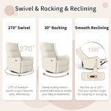Velvet Recliner Swivel Power Beige
