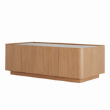 Rectangular Engineered Wood Coffee Table with Storage Natural Walnut