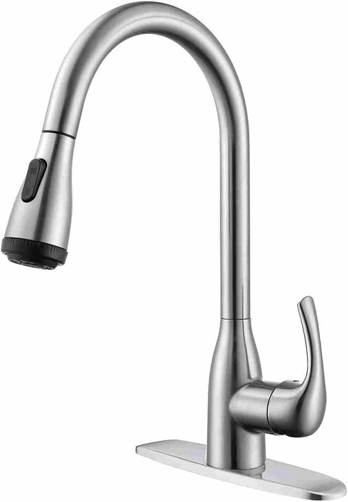 Brushed Nickel Single Handle Pull Down Kitchen Sink Faucet