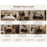 Floating Nightstands Set of 2, Wall Mounted with Drawer, Dark Brown