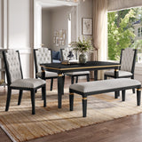Solid Wood Dining Set Black