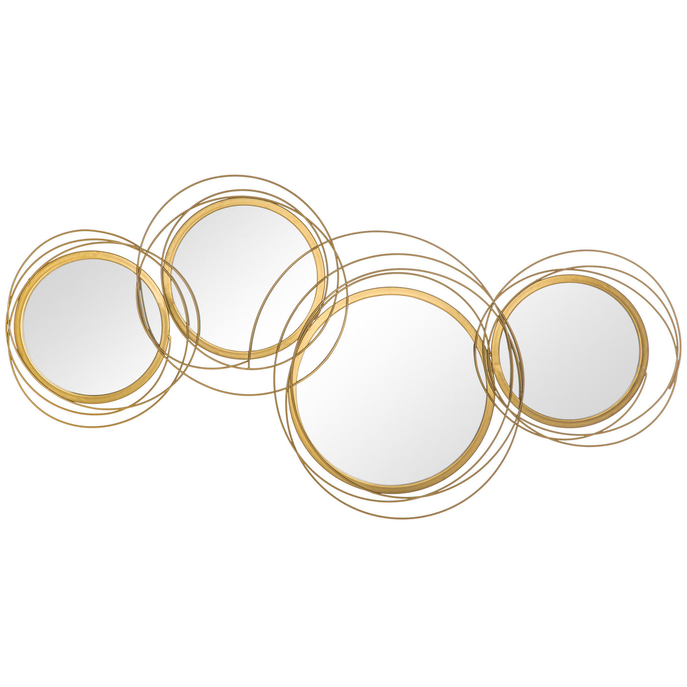 Modern Gold Metal Wall Art Mirror Sculptures for Home Decor