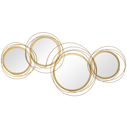 Modern Gold Metal Wall Art Mirror Sculptures for Home Decor