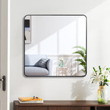30" x 30" Black Metal Framed Square Bathroom Wall Mirror