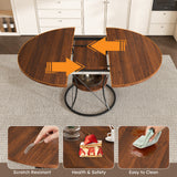 Stone Dining Table Walnut/Black 49"