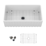 33" White Farmhouse Sink - 33 x 18 x 10 inch Kitchen Sink Apron-front White