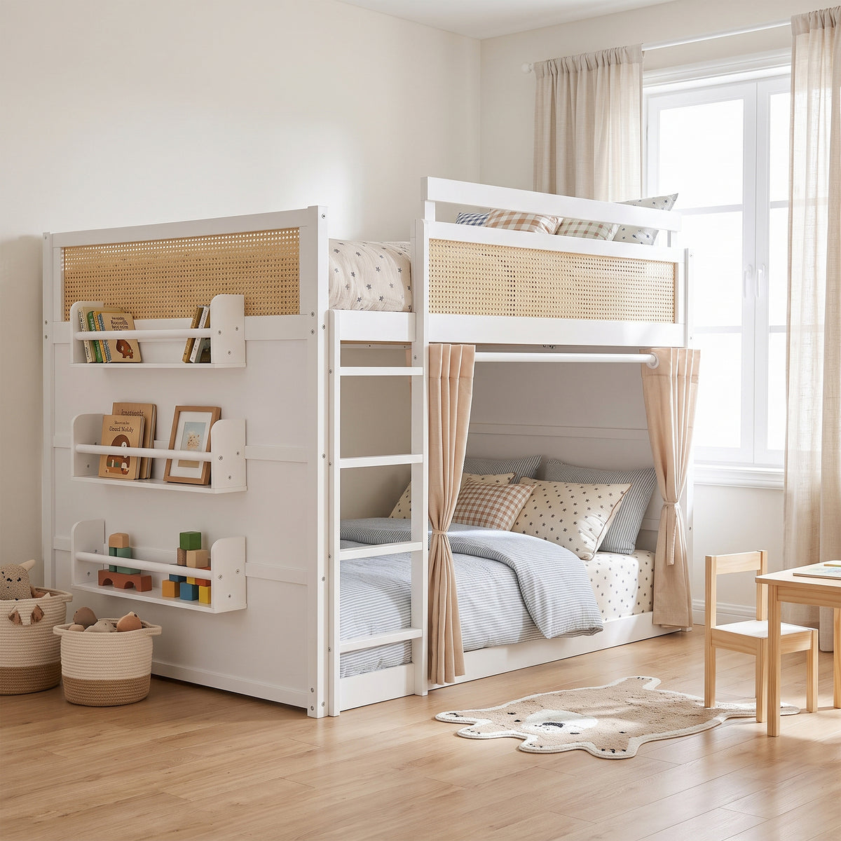 Full Engineered Wood Bunk Bed White