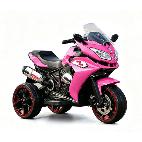 12V Electric Motorcycle for Kids 3-6 Years  Large 41' Ride-On Trike with LED Glo
