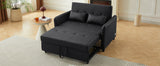 Convertible Sleeper Sofa Bed Loveseat Black PU Leather USB Ports