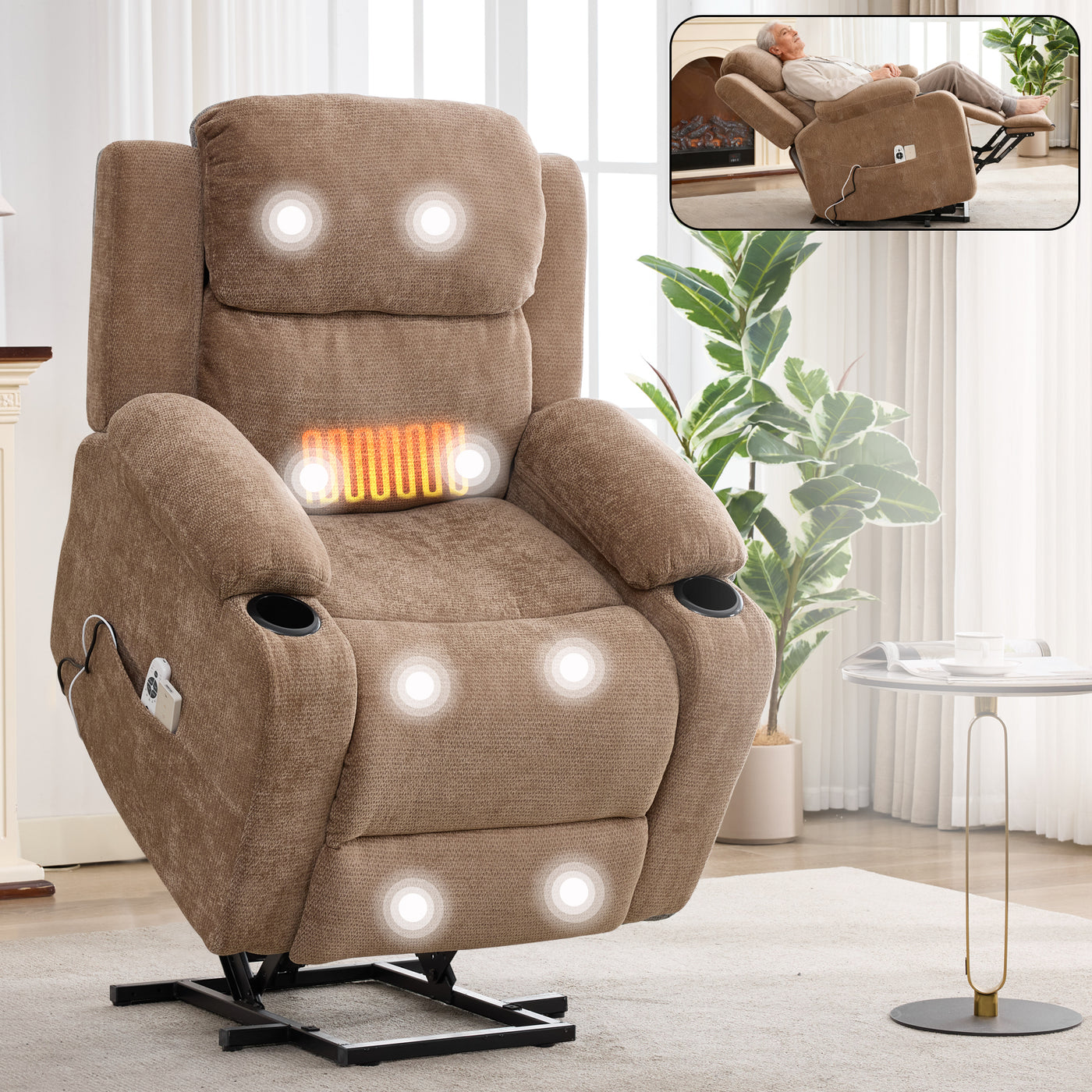 Heavy Duty Power Lift Recliner Chair 350 LBS Massage Heat