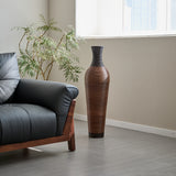 Hand-Woven PVC Rattan Floor Vase, 39 Inch Tall Black Gray Decorative Vase