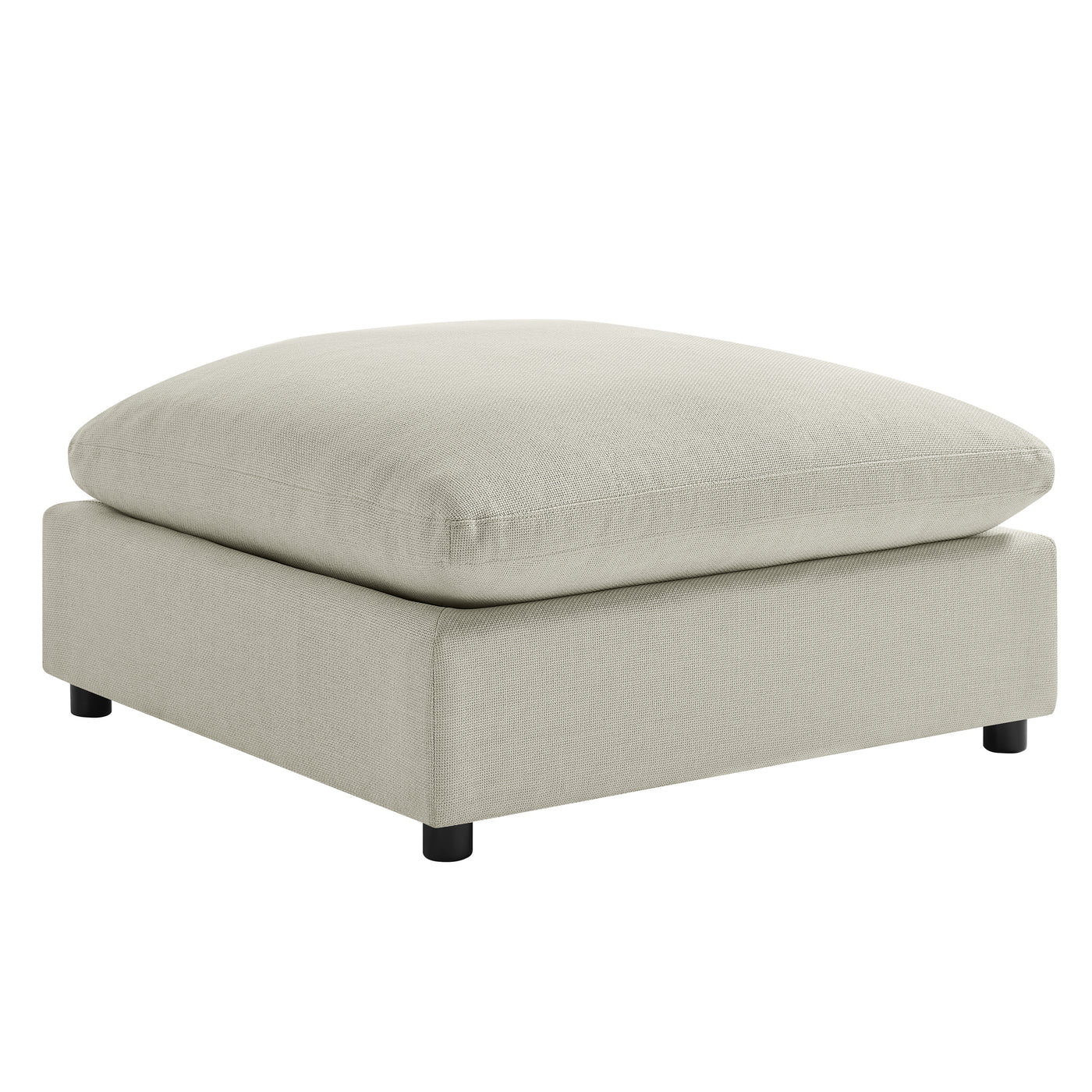 Cassandra Beige Fabric 40" Square Ottoman